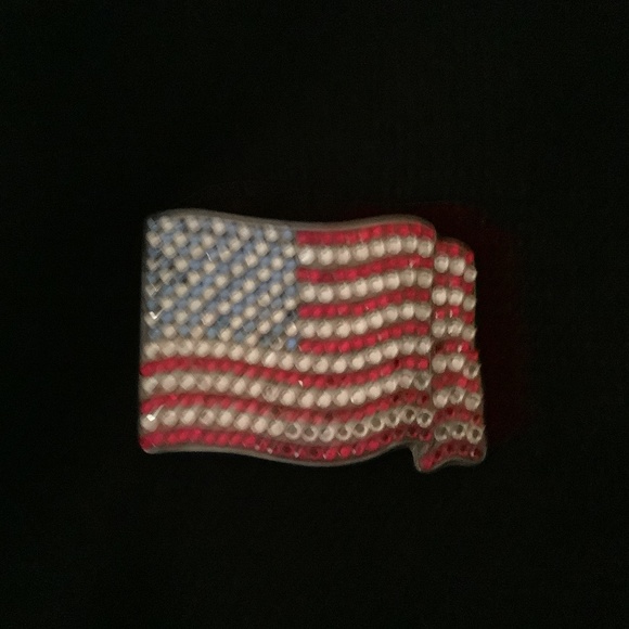 American Flag Rhinestone Belt Buckle